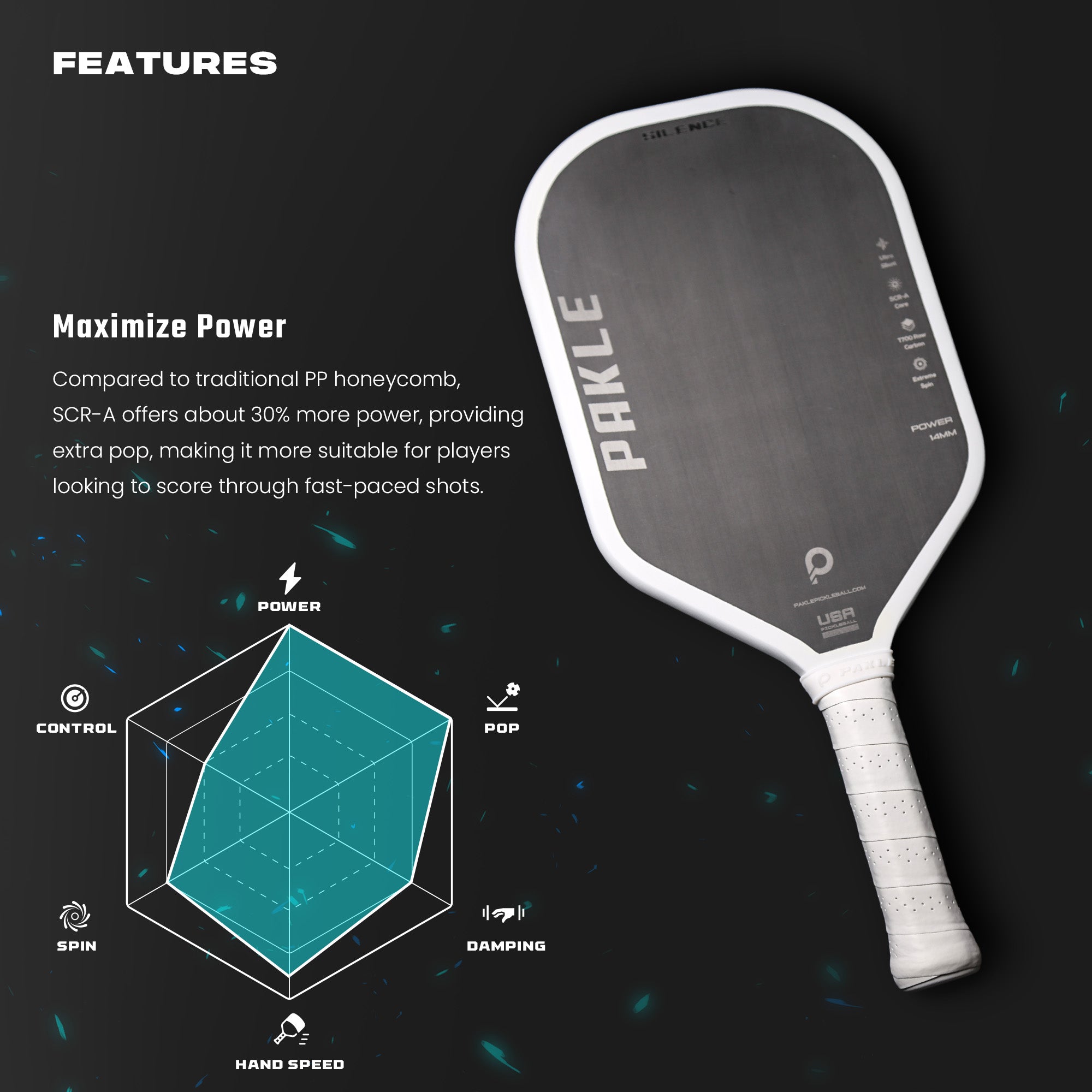 Silence - Carbon Fiber Core Pickleball Paddle - Pakle Pickleball Company
