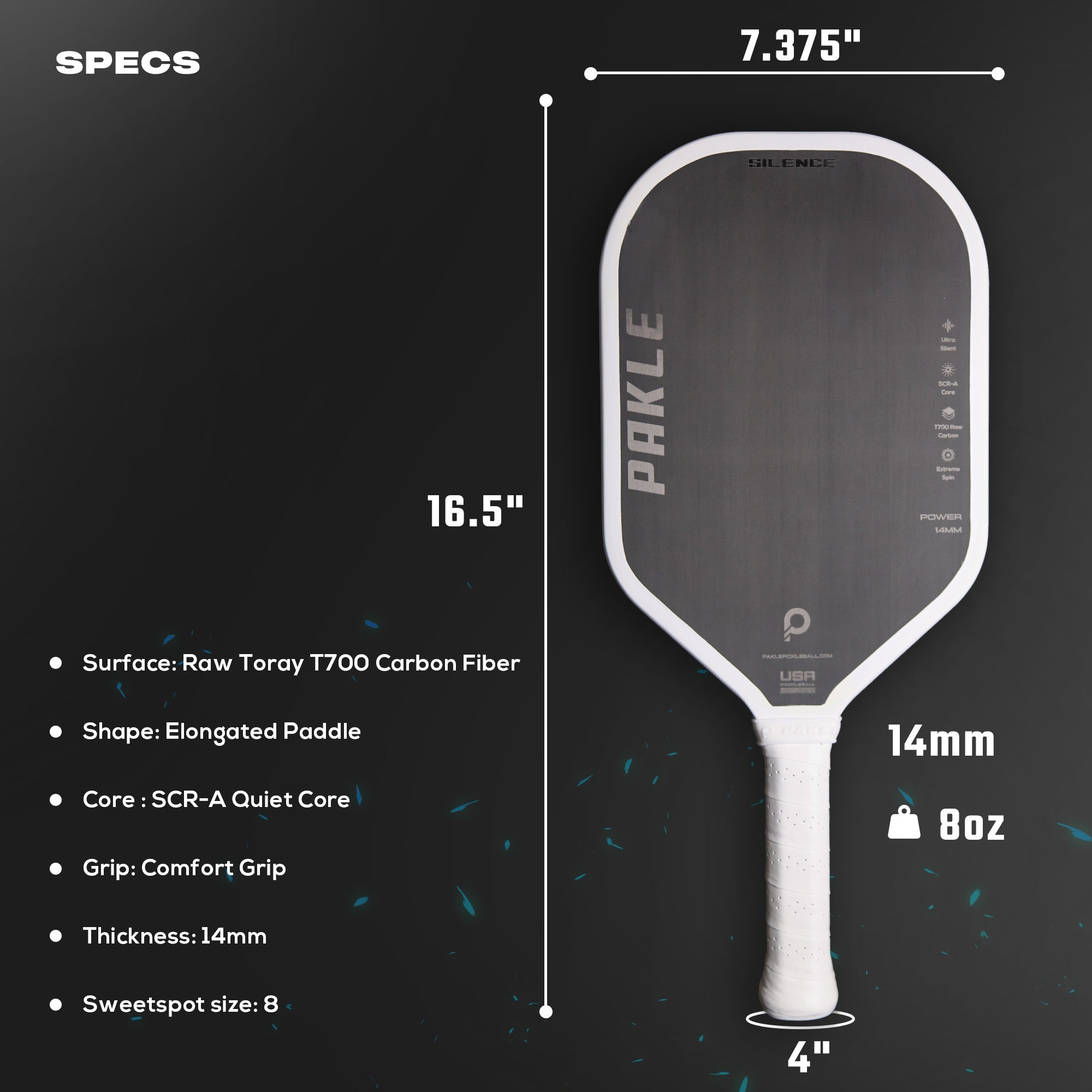 Silence - Carbon Fiber Core Pickleball Paddle - Pakle Pickleball Company