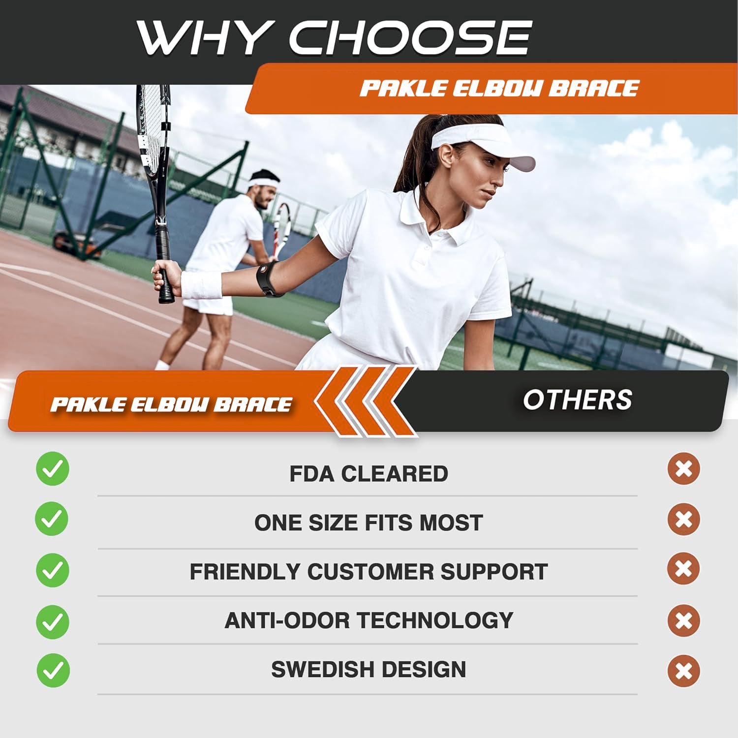 Pickleball Elbow Brace - for Tennis & Golfer's Elbow Pain Relief - Pakle Pickleball Company