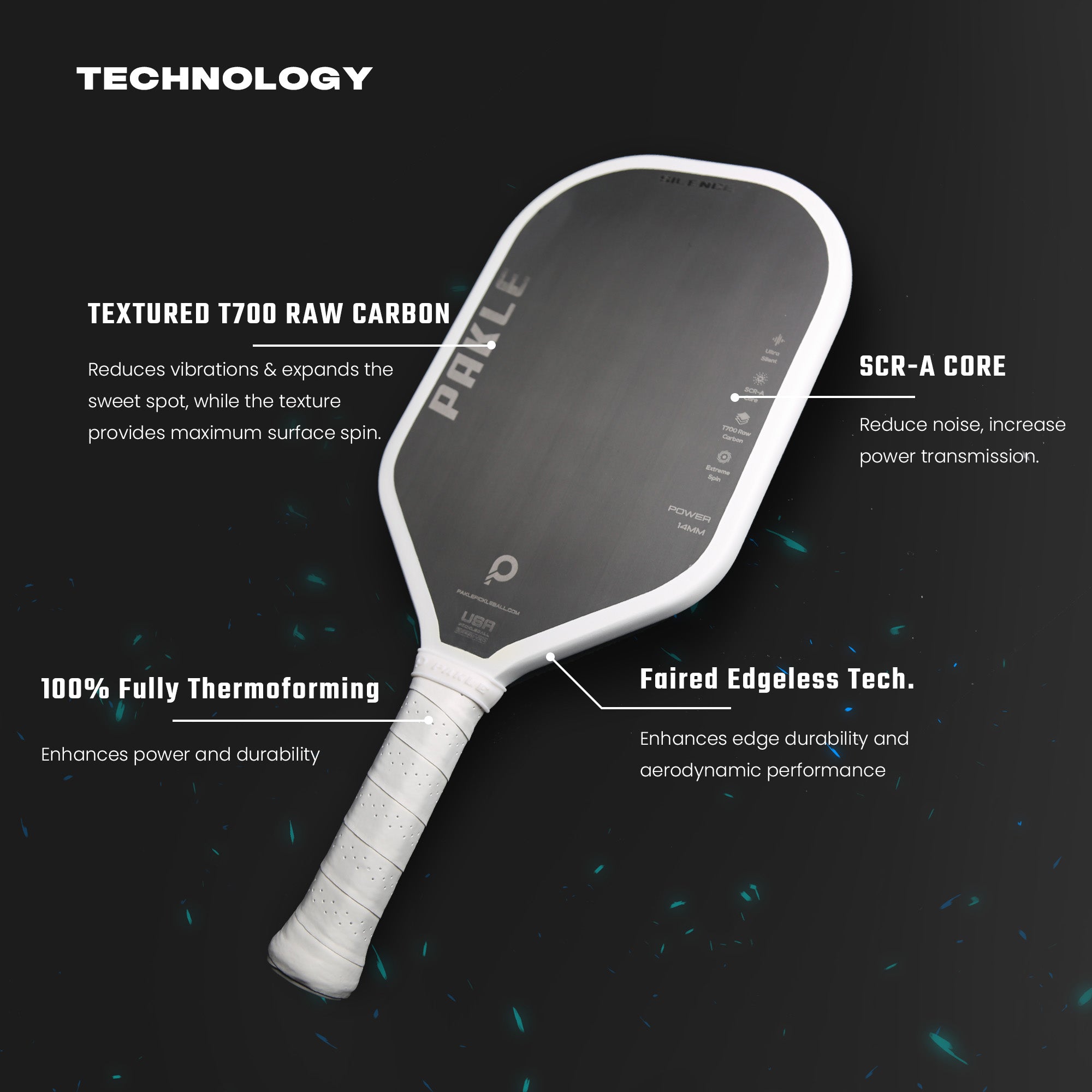 Silence - Quiet Raw T700 Carbon Pickleball Paddle - PAKLE