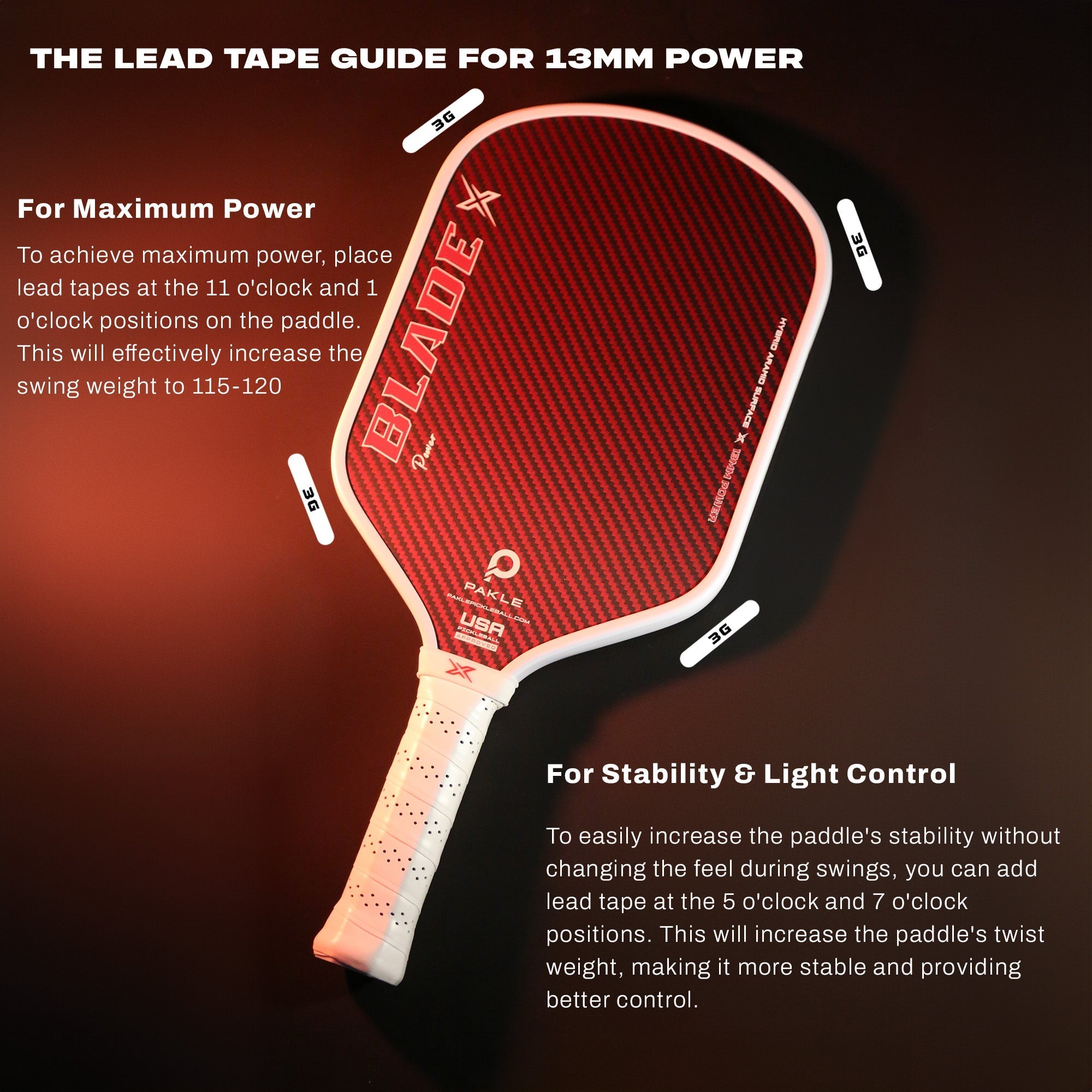 Blade X Power 13mm - Hybrid Kevlar Pickleball Paddle - Pakle Pickleball Company